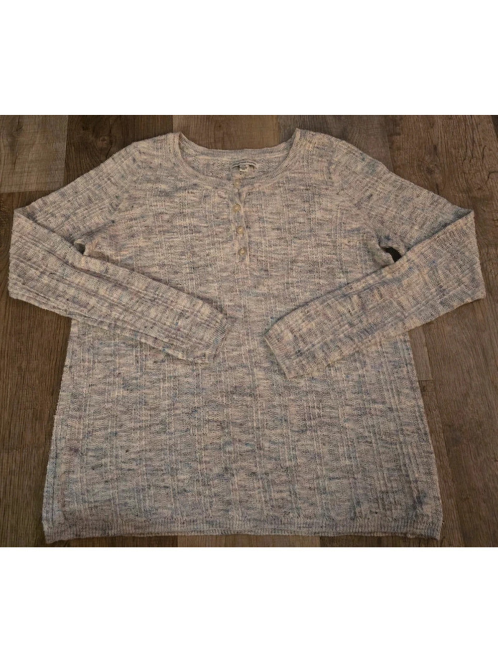 American Eagle Soft Knit Henley Sweater Women’s Size Large Blue Purple Speckled